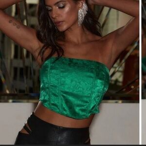 NWT 12th tribe ST. BARTHS EMERALD JACQUARD CORSET TOP